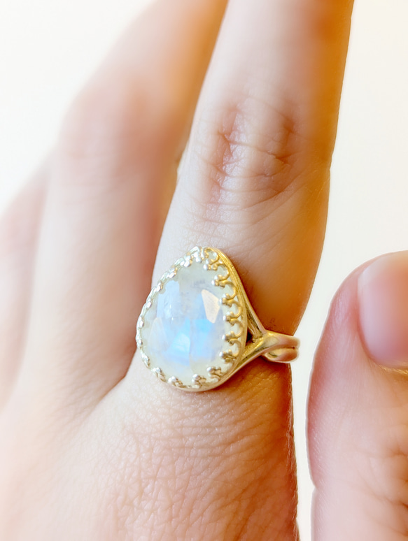 天然石レインボームーンストーン天然石リングオーダーリング