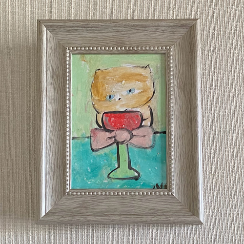 絵画。原画【かわいい橘猫はきれいなコップが好きです】