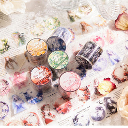 ロールシール 星と月の女の子シリーズ 6種類各2m コラージュ