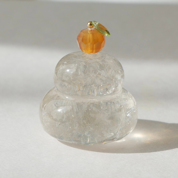 【年内発送完売】天然石の小さな鏡餅　水晶　クリスタル　カーネリアン　パール　オパール　お正月 12枚目の画像