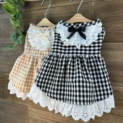 犬服 ハンドメイド 水玉 フリル ワンピース ペット服・アクセサリー