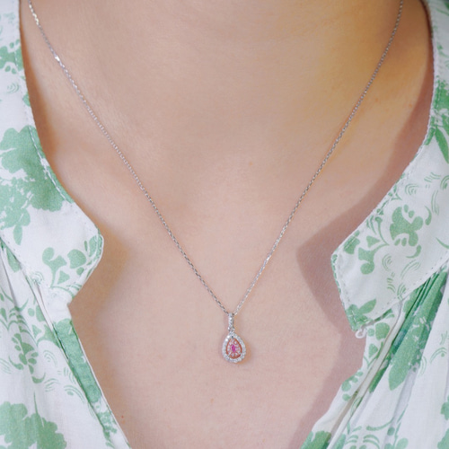 ピンクダイヤモンド付きペンダントk18 ネックレス・ペンダント パール