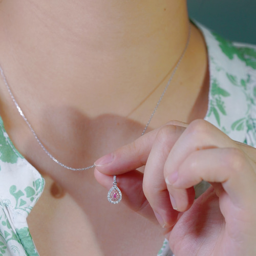 ピンクダイヤモンド付きペンダントk18 ネックレス・ペンダント パール