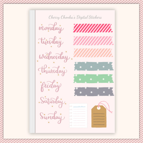 GoodNotes専用・2025年スケジュール・デジタルステッカー ♥ （3シート