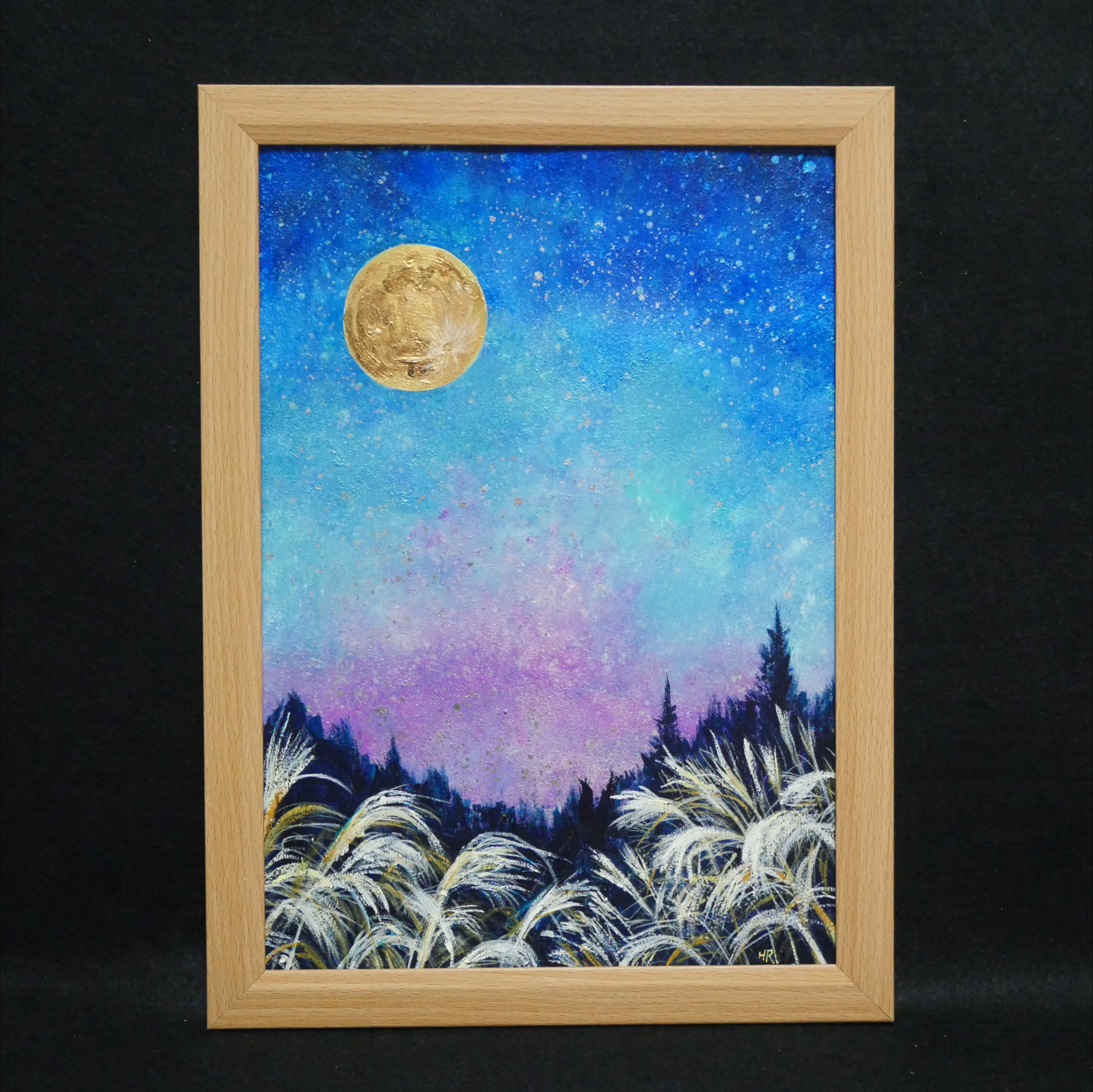 世界の名画 ゴッホ 星月夜 ジクレーキャンバス複製画 豪華額装品