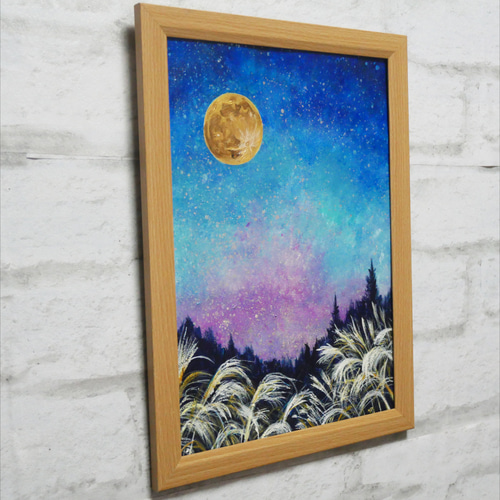 油絵 油彩 油彩画 絵画【星空の満月】 絵画 HR 通販 18221795