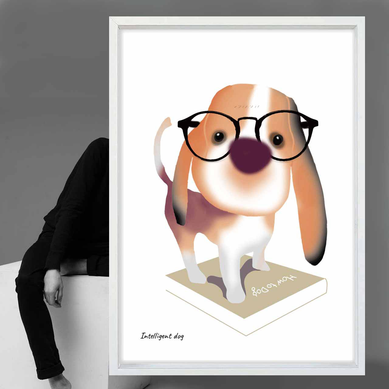 Dogインテリ　犬　イラスト　ポスター　A4 A3 A2 A1　アート  　アートポスター　アート/sei検索　2939