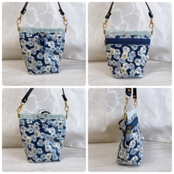 《受注制作》防水・消臭マナーポーチ/お散歩バッグ/花柄×ネイビー/犬  小型 中型/うんち袋 撥水 ラミネート/送料無料 8枚目の画像