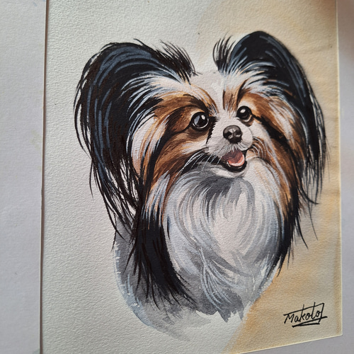 水彩画 キュートなパピヨン 絵画 makochin 通販 18222133｜Creema