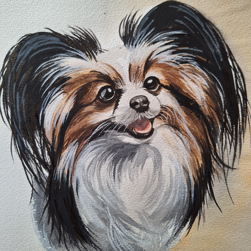 水彩画 キュートなパピヨン 絵画 makochin 通販 18222133｜Creema