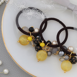 イエロー×ブラック◇じゃらじゃらヘアゴム◇Creema限定 秋限定2024