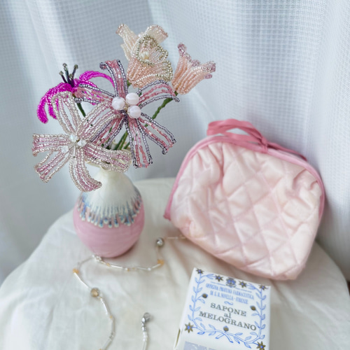 ビーズフラワーブーケ ピンク アートフラワー emmm_beads 通販