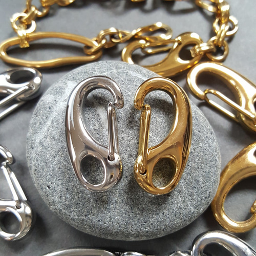 1pcs] オール ステンレス 約26mm カラビナ ゴールド 金具 留め具