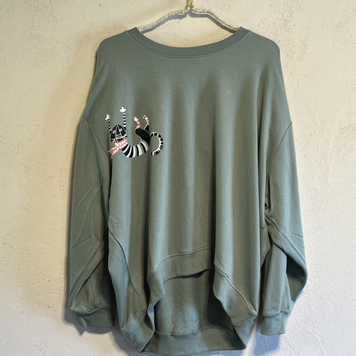 SSD 刺繍バイカラー絞りスウェット:パープル×グリーン