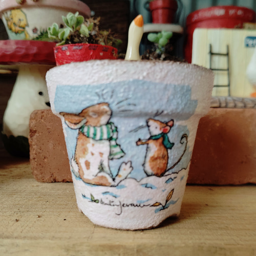 リメイク鉢 可愛いペット柄 ミニ鉢3個セット 飾り コレクション