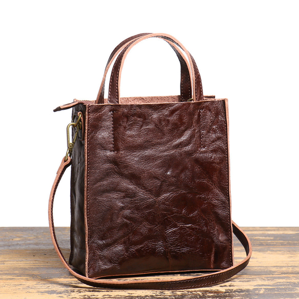 2way植物タンニン鞣し牛革トートバッグ 厚くて長持ちする本革