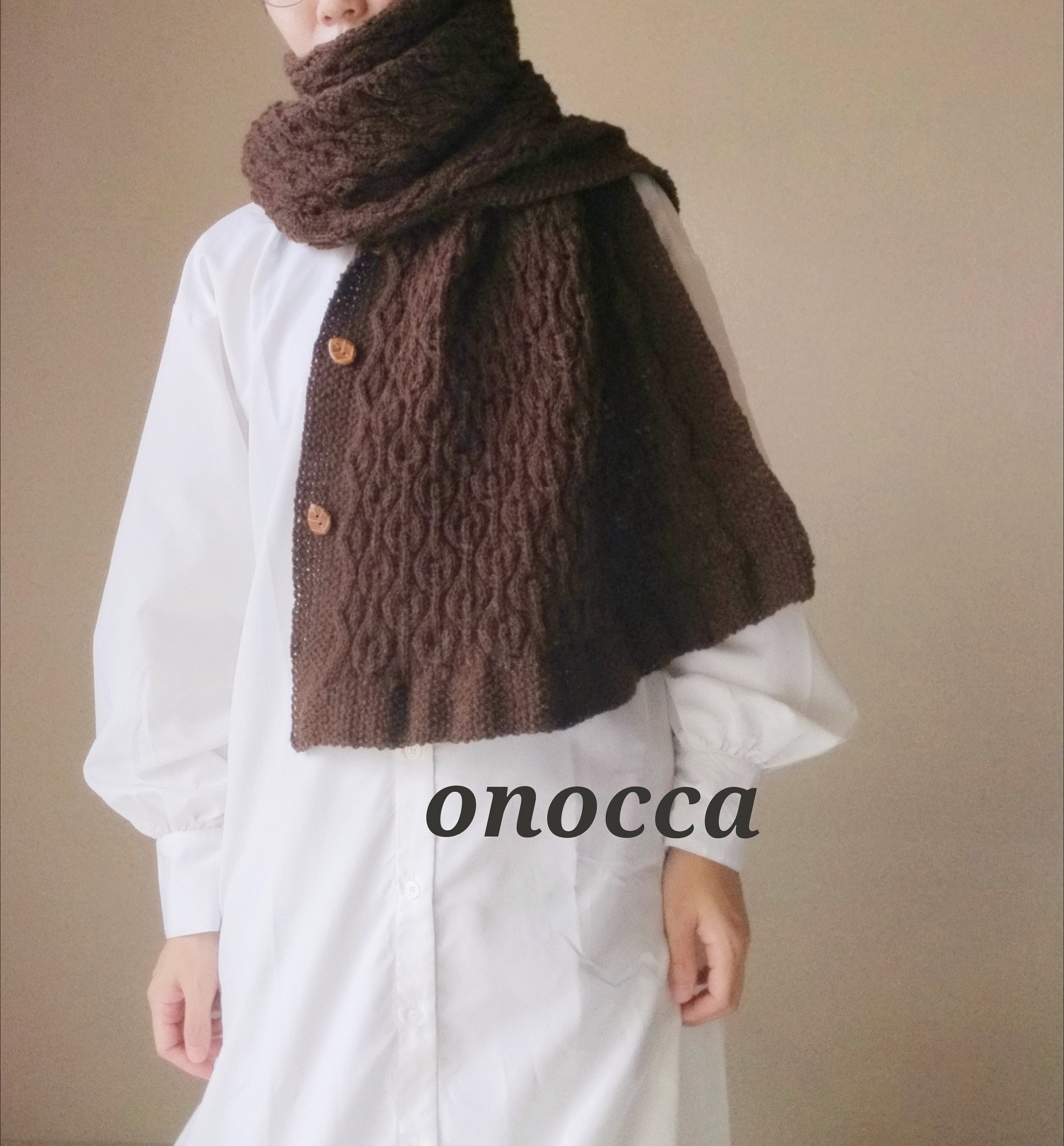 木の葉のストール*wool100%*ブラウン 6,000円