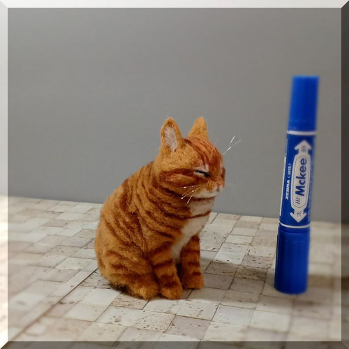 羊毛フェルト 猫 茶トラ猫さん チャトラ ねこ ネコ 猫フィギュア 羊毛
