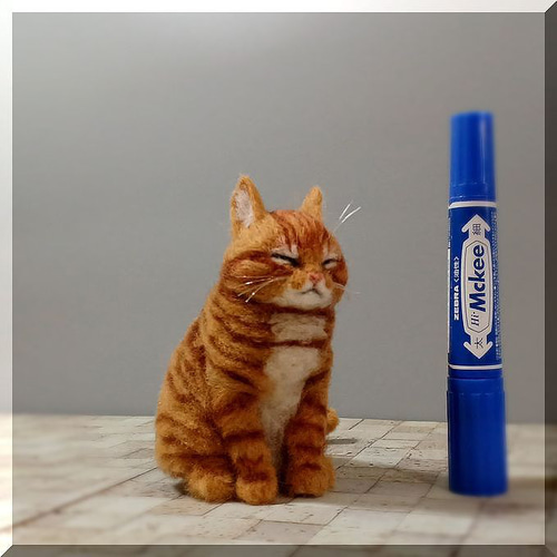 羊毛フェルト 猫 茶トラ猫さん チャトラ ねこ ネコ 猫フィギュア 羊毛