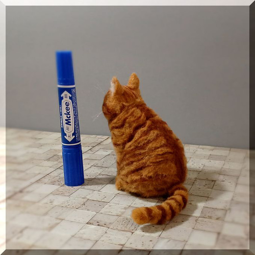 羊毛フェルト　猫　茶トラ猫 Yahoo!オークション - koneri 羊毛フェルト 猫 茶トラ猫 リアル