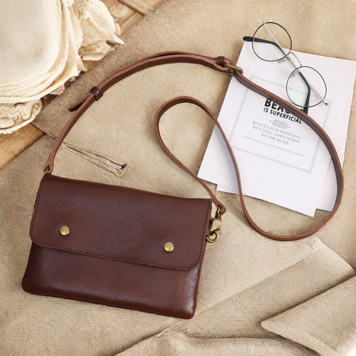 ミニショルダーバッグ高級本革ヴィンテージ シンプル斜め掛け風琴