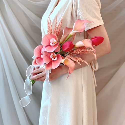 アウトレット コーラル 胡蝶蘭 ウェディングブーケ パールブーケ