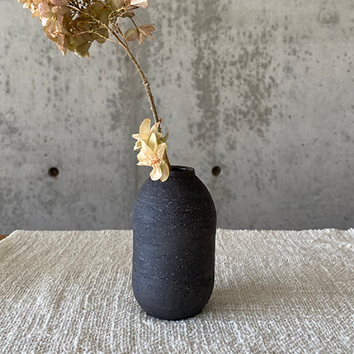 壺（蓋付き) 黒土 茶入れ＊キャニスター＊花器etc 一輪挿し・花瓶