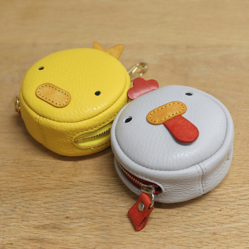 にわとり 丸型ミニポーチ ニワトリ チキン ゴルフボール ケース