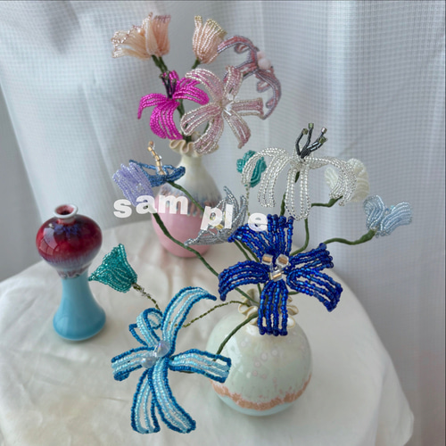 ビーズフラワー ブルー アートフラワー emmm_beads 通販 18223440