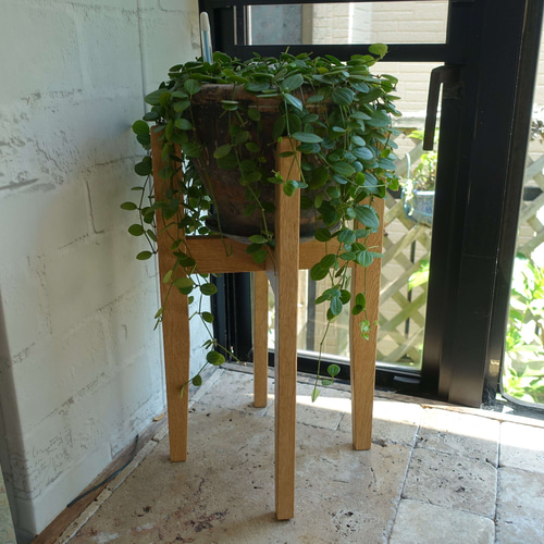 フラワースタンド 花台 オーダー シンプル 天然木 オーク（楢）無垢材