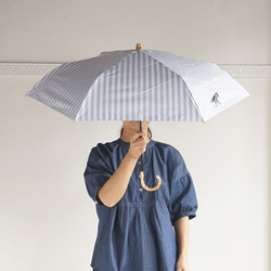 【訳あり品 約2,500円引き】竹ハンドル UVカット折りたたみ傘 stripe 紫外線99.9%カット 晴雨兼用 日傘 15枚目の画像