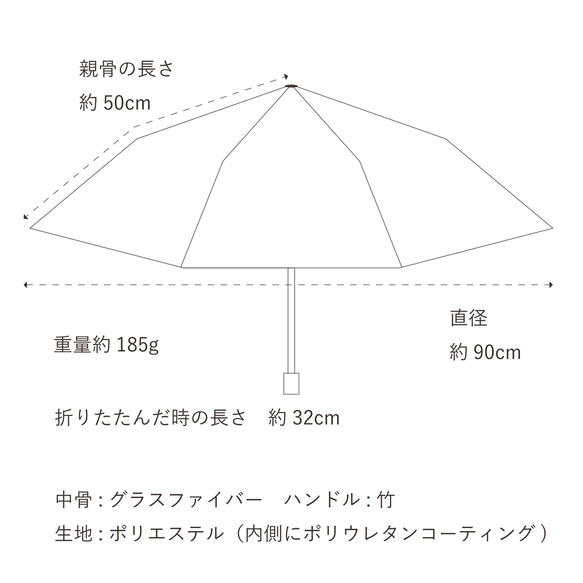 【訳あり品 約2,500円引き】竹ハンドル UVカット折りたたみ傘 stripe 紫外線99.9%カット 晴雨兼用 日傘 12枚目の画像