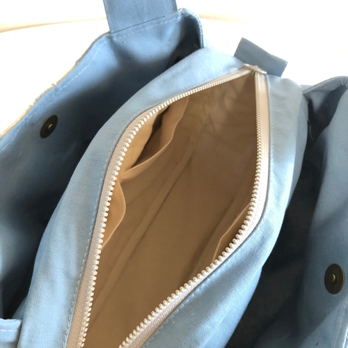 ラウンドバック インポートファブリック あおりタイプ トートバッグ  