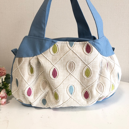 ラウンドバック インポートファブリック あおりタイプ トートバッグ  