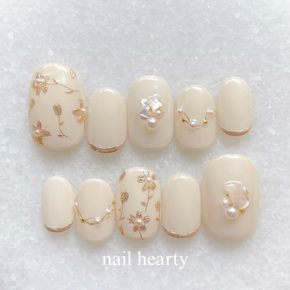 花々の喜びに包まれて ミラーフラワーネイルチップ ブライダル