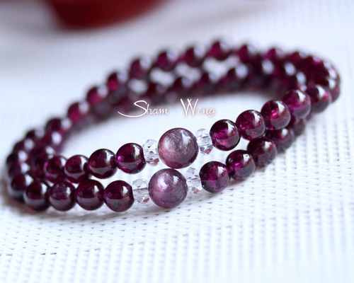 良質パープルマイカ＆ロードライトガーネットブレスレット 秋色