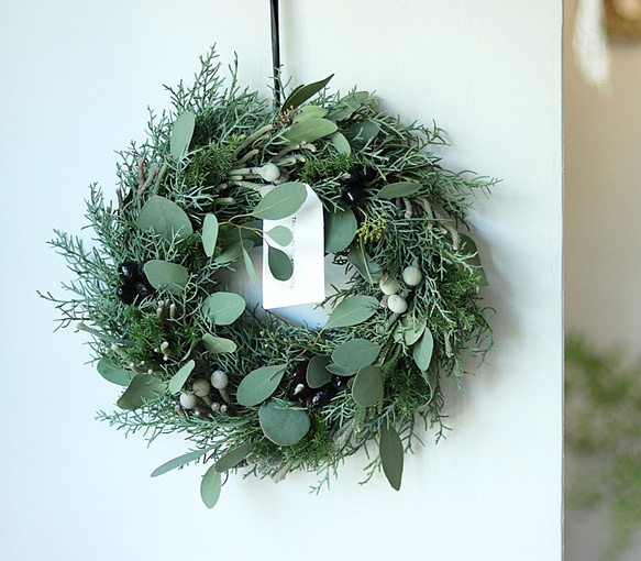 ユーカリのグリーンリース フレッシュ クリスマス リース お花と