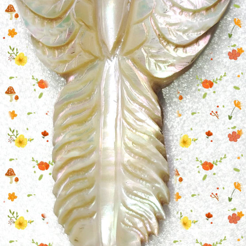 夜光貝☆ペンダント5.5cm☆フェザー(羽)【南国☆奄美産☆夜光貝】 夜光貝☆インディアンジュエリー☆フェザー(羽)☆お守りペンダント
