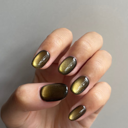 秋の月明かり イエローグリーンマグネットネイルチップ ネイルチップ