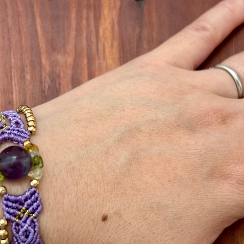 送料無料！！【受注制作】 (＃270フローライト マクラメ編み