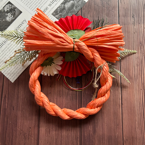 No.11 カラーしめ縄リース2025 ハンドメイドお正月飾り玄関リース  
