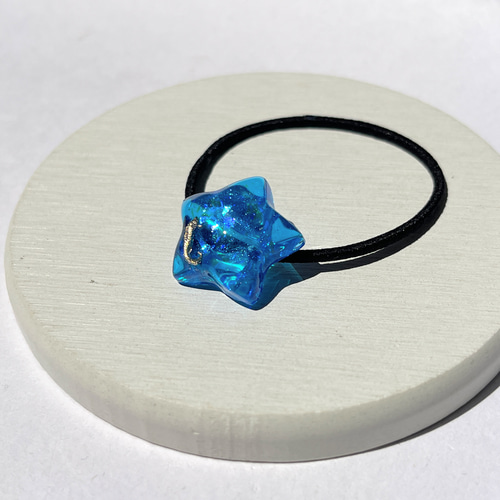 ブルーのぷっくり星ヘアゴム / レジン / 海 ヘアゴム 華昇 優羽 通販