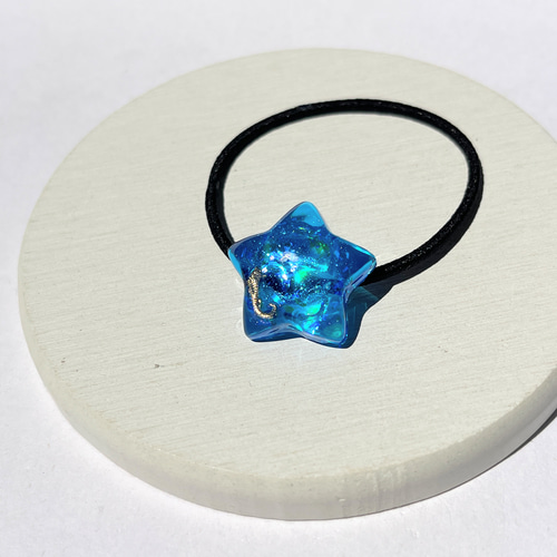 950】ライトブルー×シュガーホワイト レジンヘアゴム