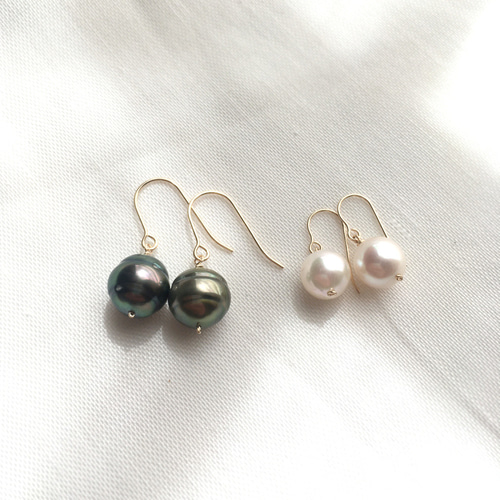 【美品】黒蝶真珠　タヒチパール　バロック　11mm　ピアス　フック K14GF】黒蝶バロックタヒチパール真珠ピアス ピアス（フック