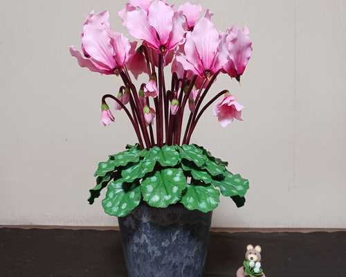クレイフラワー シクラメン アートフラワー チェリー 通販 18224410
