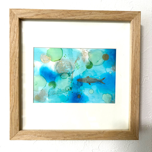 アルコールインクアート 原画 No.53 アルコールインクアート 原画 A4サイズ 絵 紫 緑 透明感
