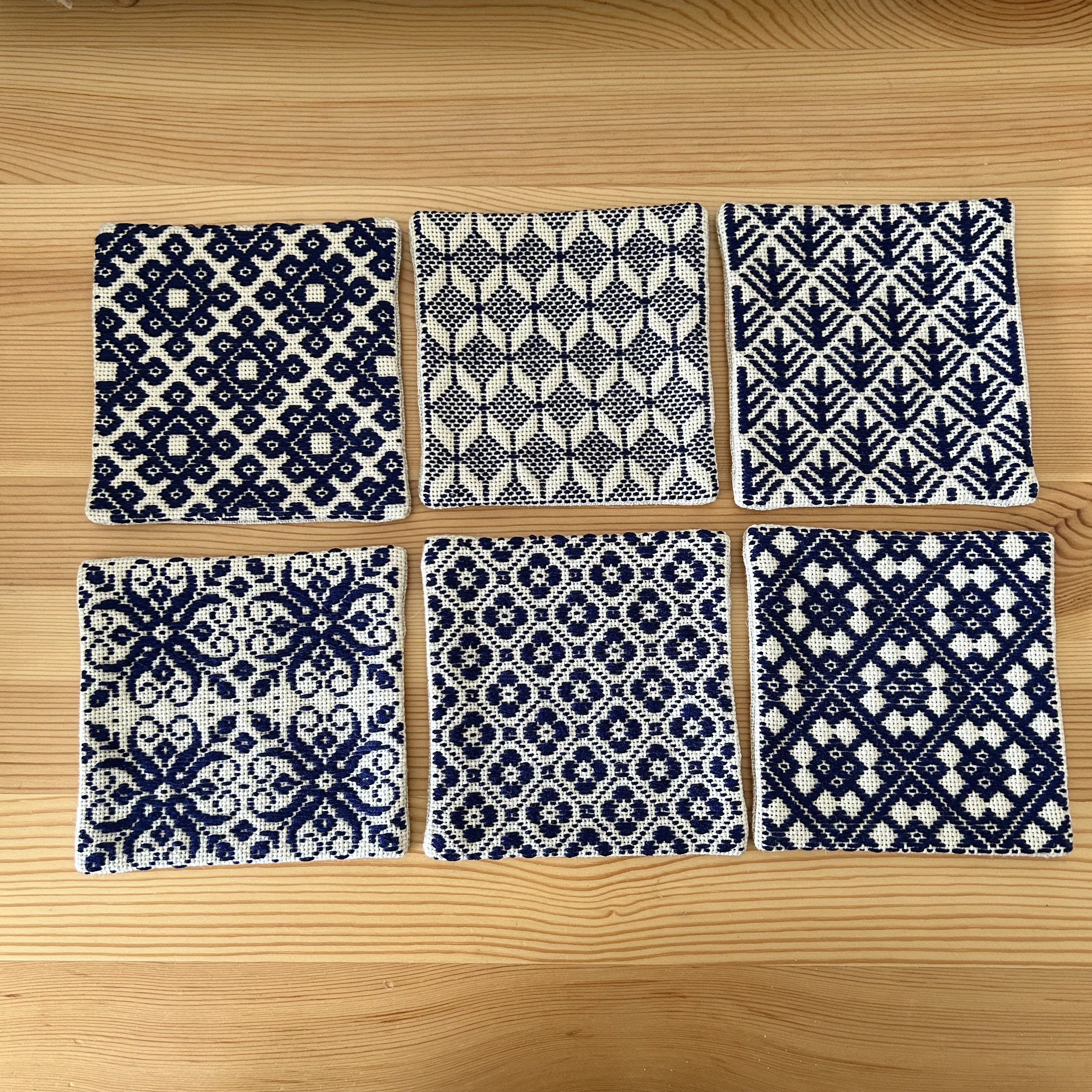 こぎん刺しコースター濃紺　6枚set