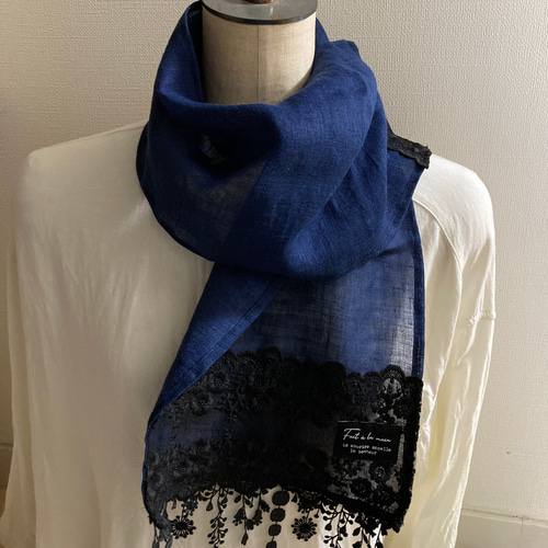 黒のレースストール （新品 黒 薔薇 レース ストール¥29800