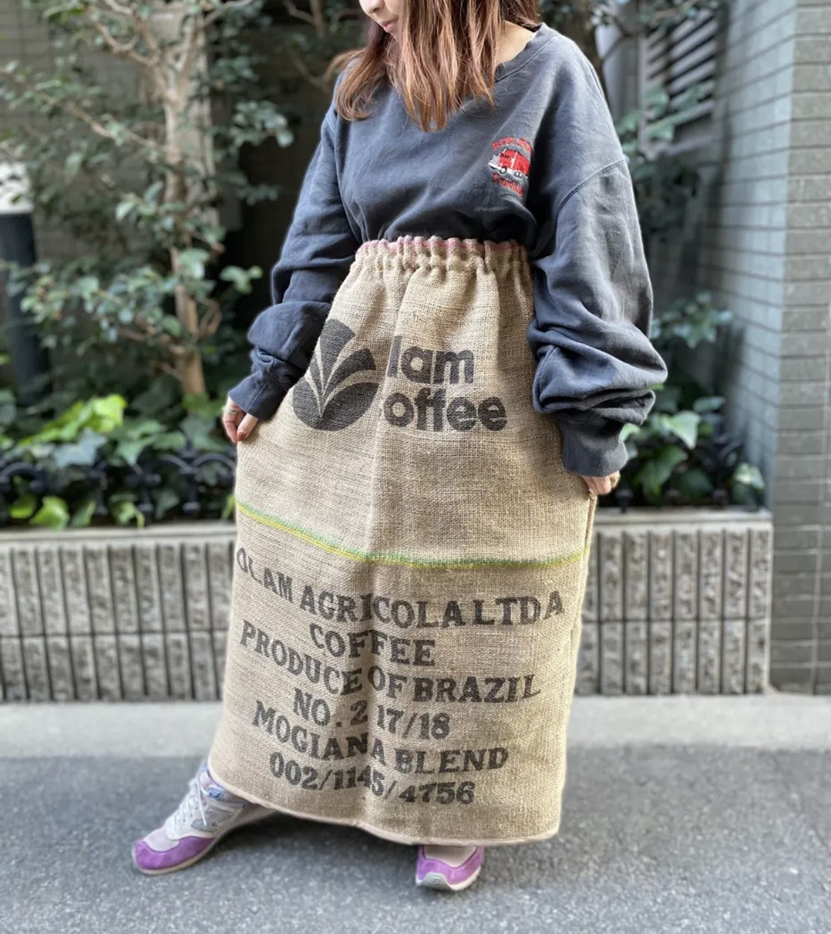 古着　ヴィンテージ　vintage スカート　ロングスカート　リメイク　リメイクスカート　麻袋　個性派 8,235円