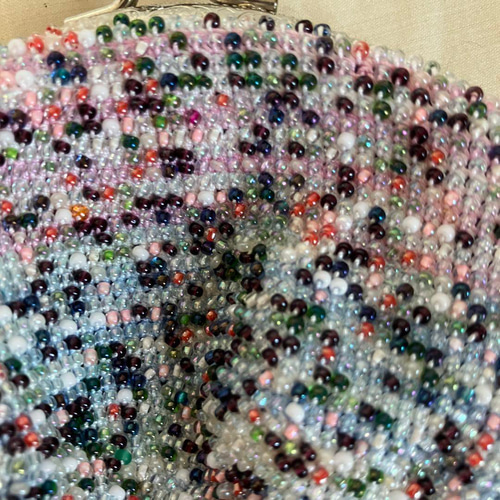 手編みビーズがま口 小銭入れ小物入れミニポーチ⑪ アクセサー入れ  